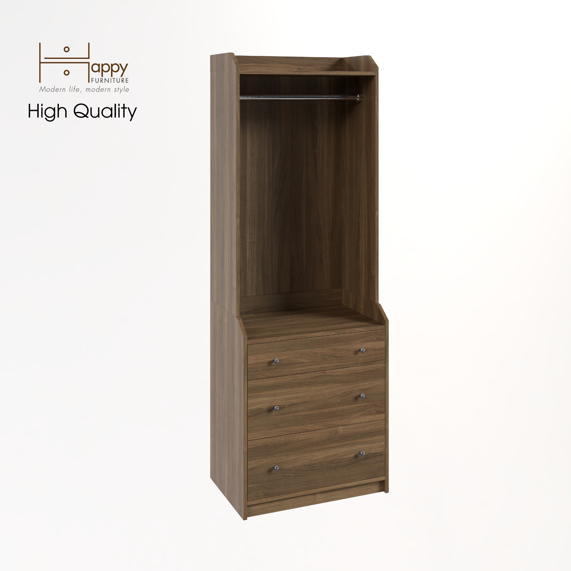 [Happy Home Furniture] CANA,  Tủ treo quần áo - 3 ngăn kéo,  70cm x 46cm x 199cm ( DxRxC), THK_012