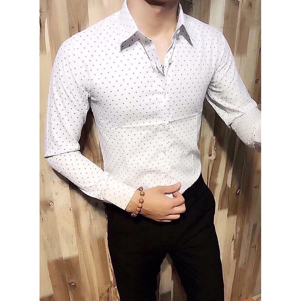 Áo sơ mi nam công sở dáng ôm cotton 85% -