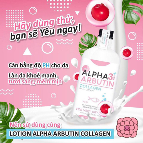 Sữa Tắm Alpha Arbutin + Plus Collagen Bath Cream 350ml ( không xuất hóa đơn đỏ - không tem phụ )