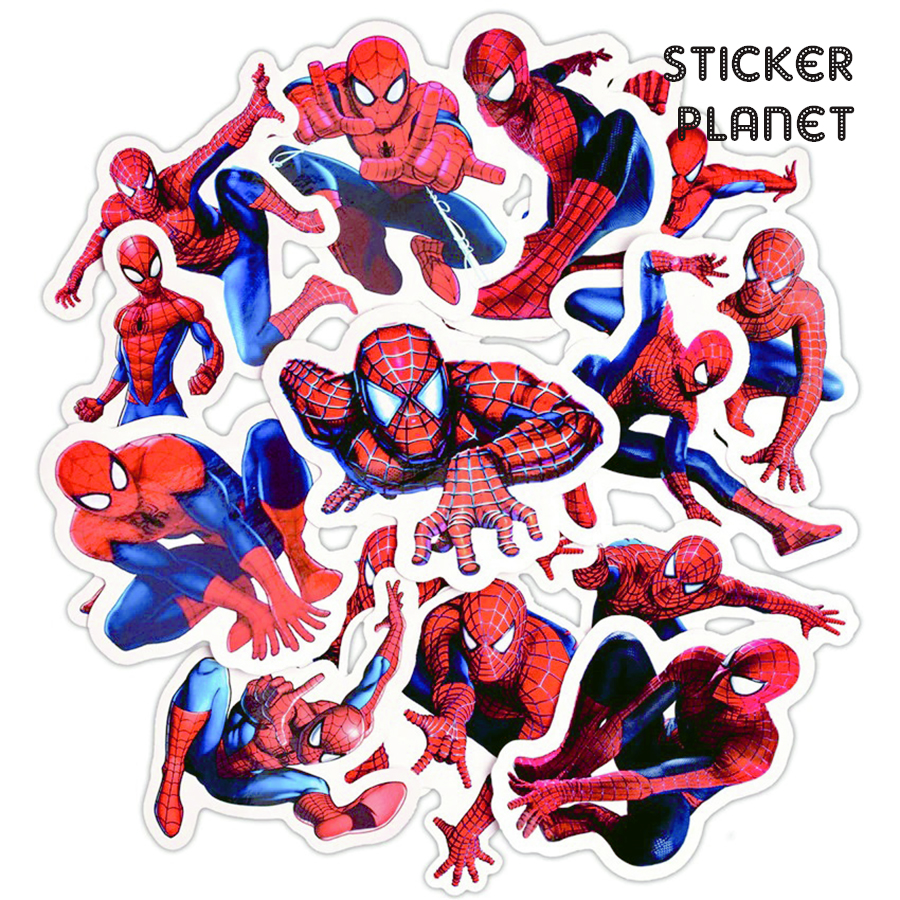 Bộ sticker người nhện SPIDER MAN chống thấm nước trang trí mũ bảo hiểm, đàn, guitar, ukulele, điện thoại laptop
