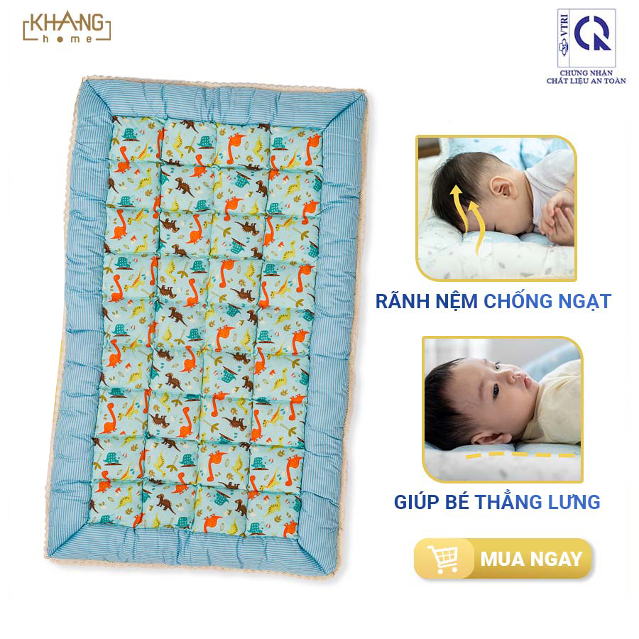 Nệm Trẻ Em Chần Bông Khang Home BabySafety An Toàn Giấc Ngủ Cho Bé Sơ Sinh Size 65x105cm