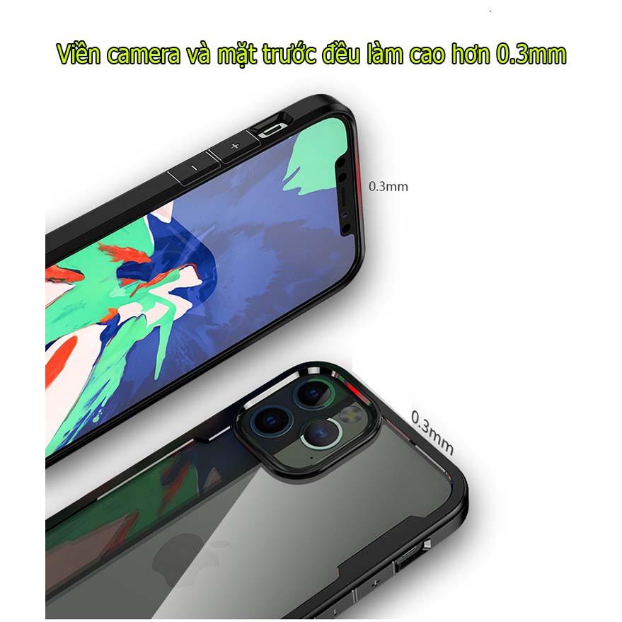 Ốp lưng dành cho iPhone 12 pro max trong suốt chống sốc 360 độ viền mầu