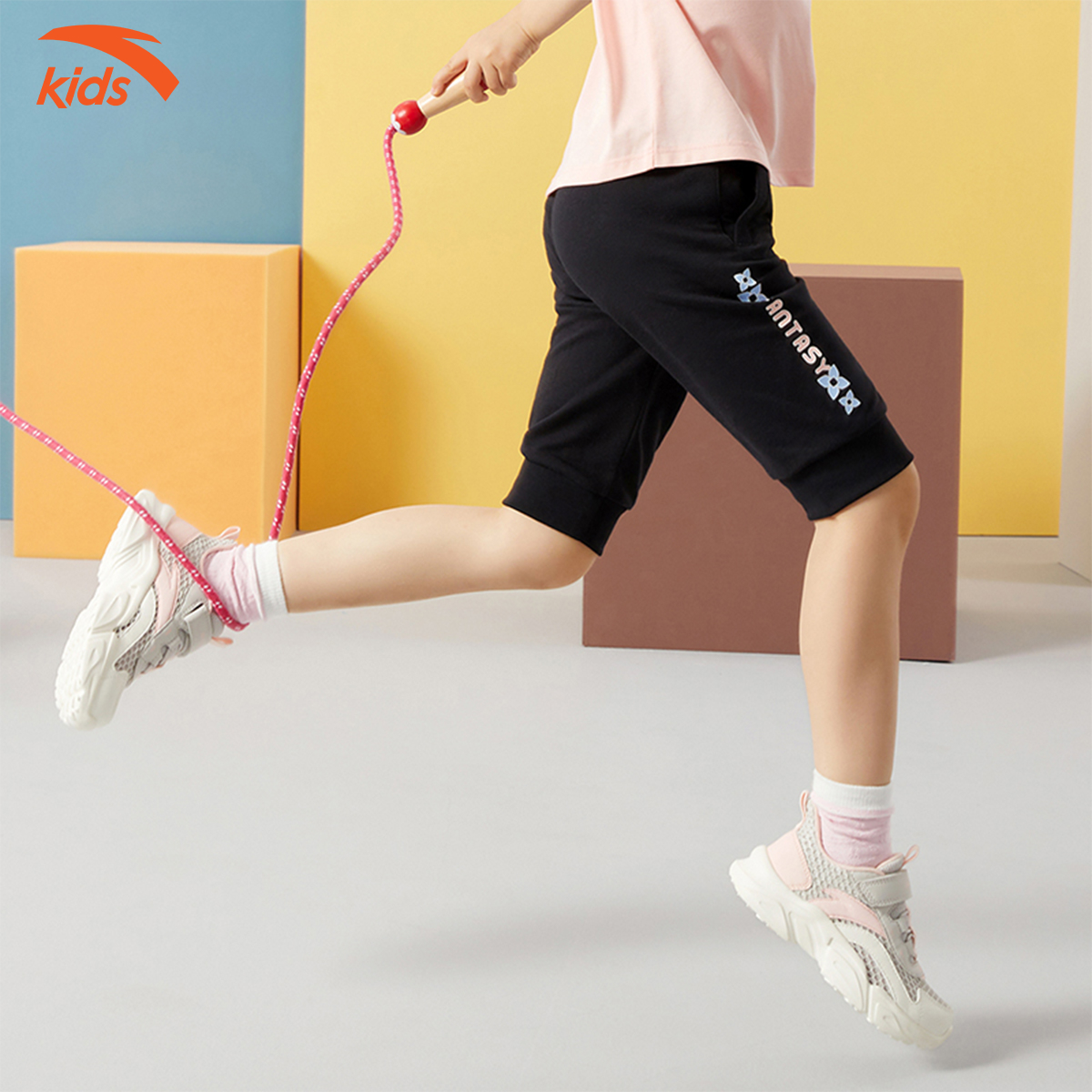 Quần lửng thời trang bé gái thương hiệu Anta Kids 362139346, lưng thun, co giãn 4 chiều