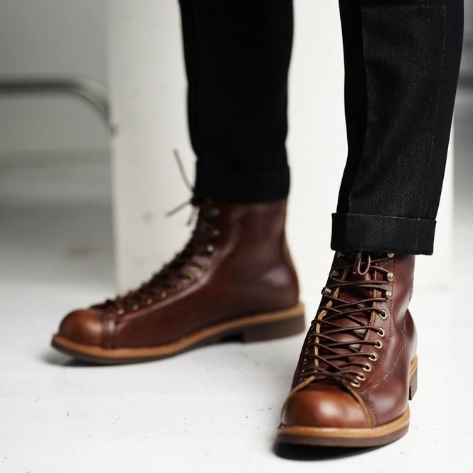 Giày boot nam cao cổ màu nâu REDWING LINEMAN, giày da thật cổ điển TONKIN