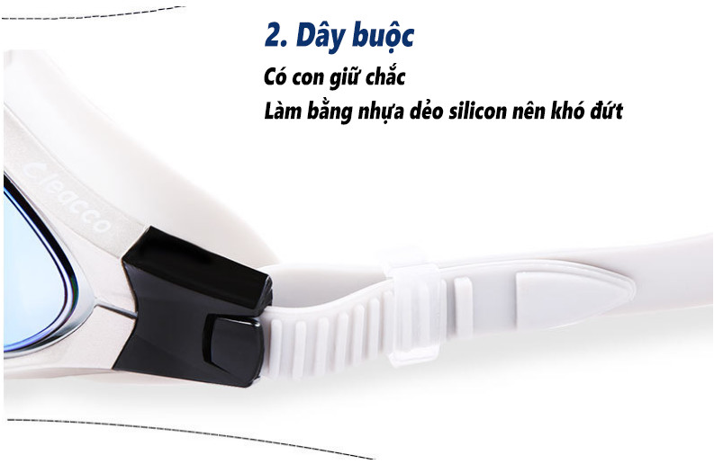 Kính bơi nam Cleacco tráng gương, chống tia UV tặng Bịt tai silicone - Hàng Chính Hãng