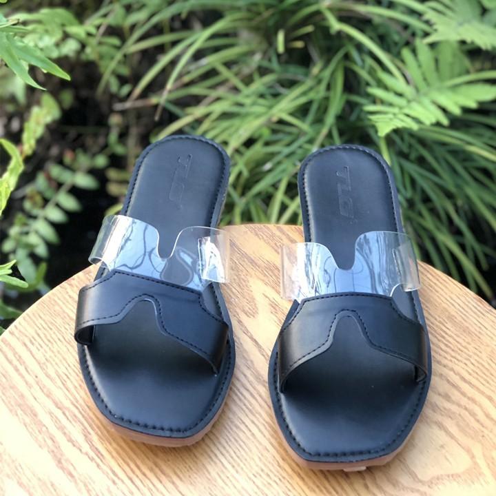 TLG Dép Thời Trang Nữ Da PU Cao Cấp Quai Ngang Chũ H Lót Dép Mềm Mại