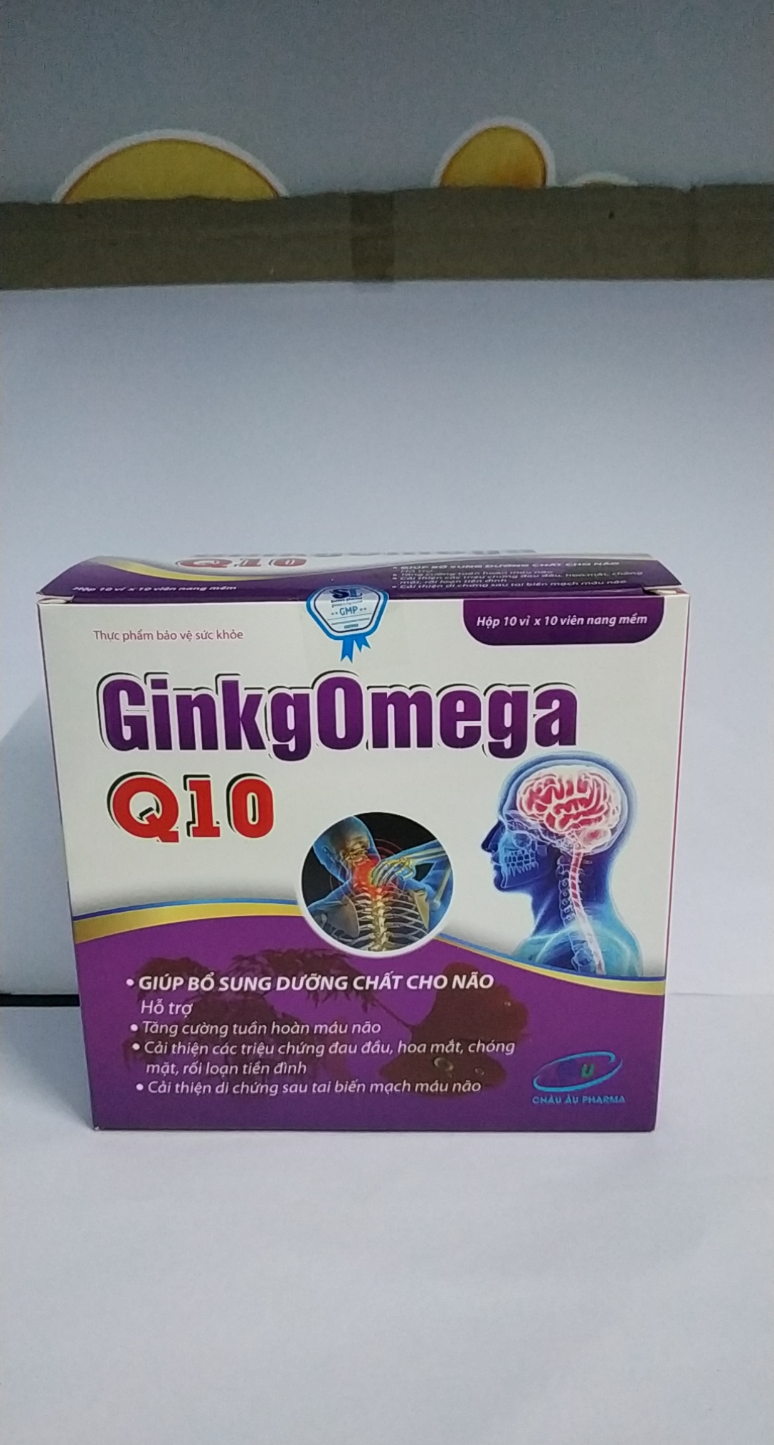 HOẠT HUYẾT DƯỠNG NÃO GINKGOMEGA Q10 - GIẢM ĐAU MỎI VAI GÁY - TÊ BÌ CHÂN TAY - RỐI LOẠN TIỀN ĐÌNH - TỐT CHO NÃO, MẮT, TIM - HỘP 100 VIÊN