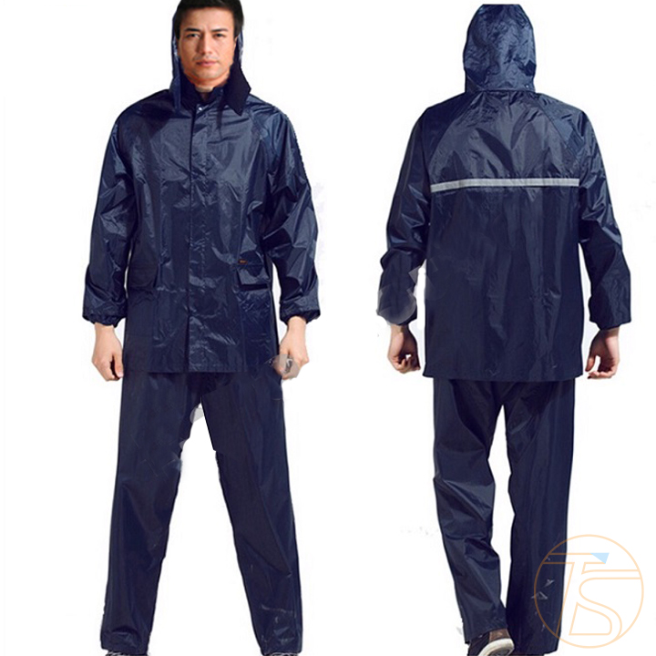 Áo Mưa Bộ Vải Dù Cho Người Lớn Tay Chun Có Nón, Phản Quang Kara house size 2XL-3XL
