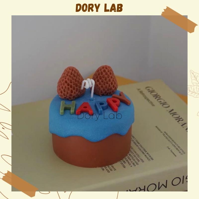 Nến Thơm Bánh Kem Chữ Happy Màu Sắc Dâu Tây - Dory Lab