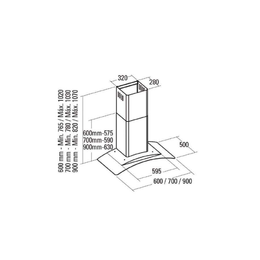 Máy hút mùi áp tường GAMMA VL3 90 GLASS/D