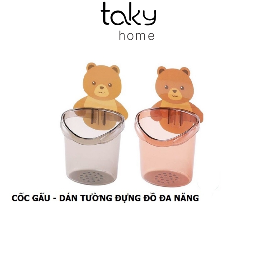 Cốc Gấu Dán Tường Siêu Chắc, Để Đồ Dùng Nhà Tắm, Tiện Dụng Và Không Khoan Đục Tường, Dễ Dàng Sử Dụng - TakyHome 4060