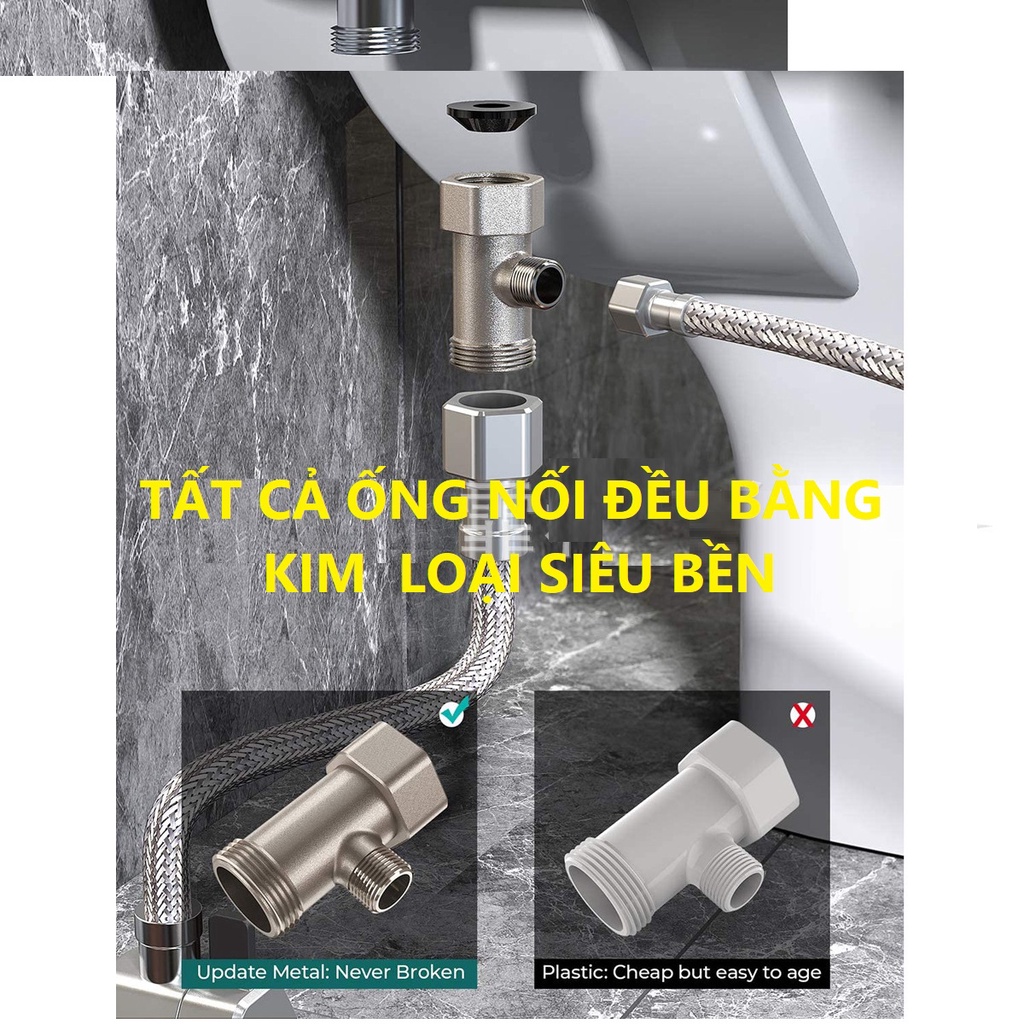 Vòi xịt rửa vệ sinh thông minh 2 vòi phun, xịt vệ sinh gắn bồn cầu thông minh