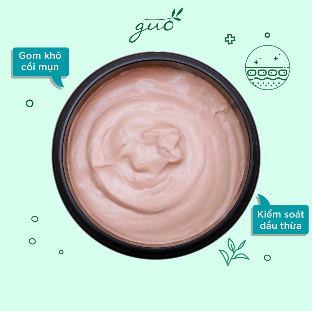 Mặt Nạ Thải Độc Đất Sét Hồng Pháp Ngừa Mụn GUO - Detox Clay Mask 100gr