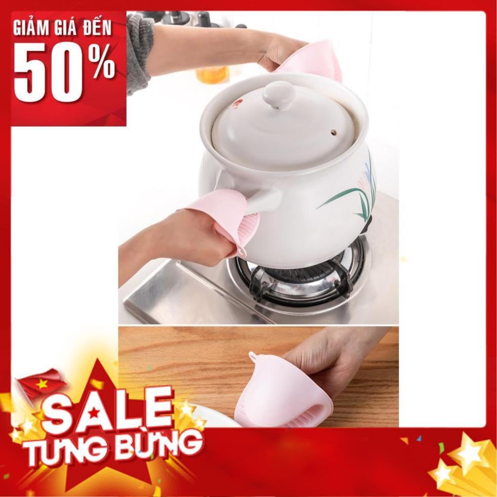 Dụng cụ kẹp gắp đồ nóng thức ăn đa năng inox chống phỏng kèm COMBO găng tay, miếng lót nồi silicon