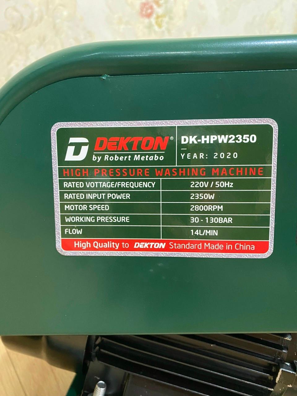 MÁY RỬA XE CHUYÊN NGHIỆP NGHIỆP 2350W DEKTON DK-HPW2350 - HÀNG CHÍNH HÃNG