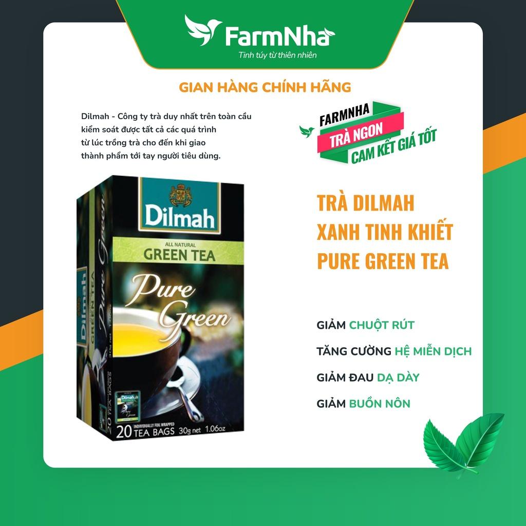 Trà Dilmah All Natural Green Tea Pure Green (Trà xanh tinh khiết) túi lọc 30g 20 túi x 1,5gr - Đóng gói riêng từng túi giữ hương vị tuyệt vời