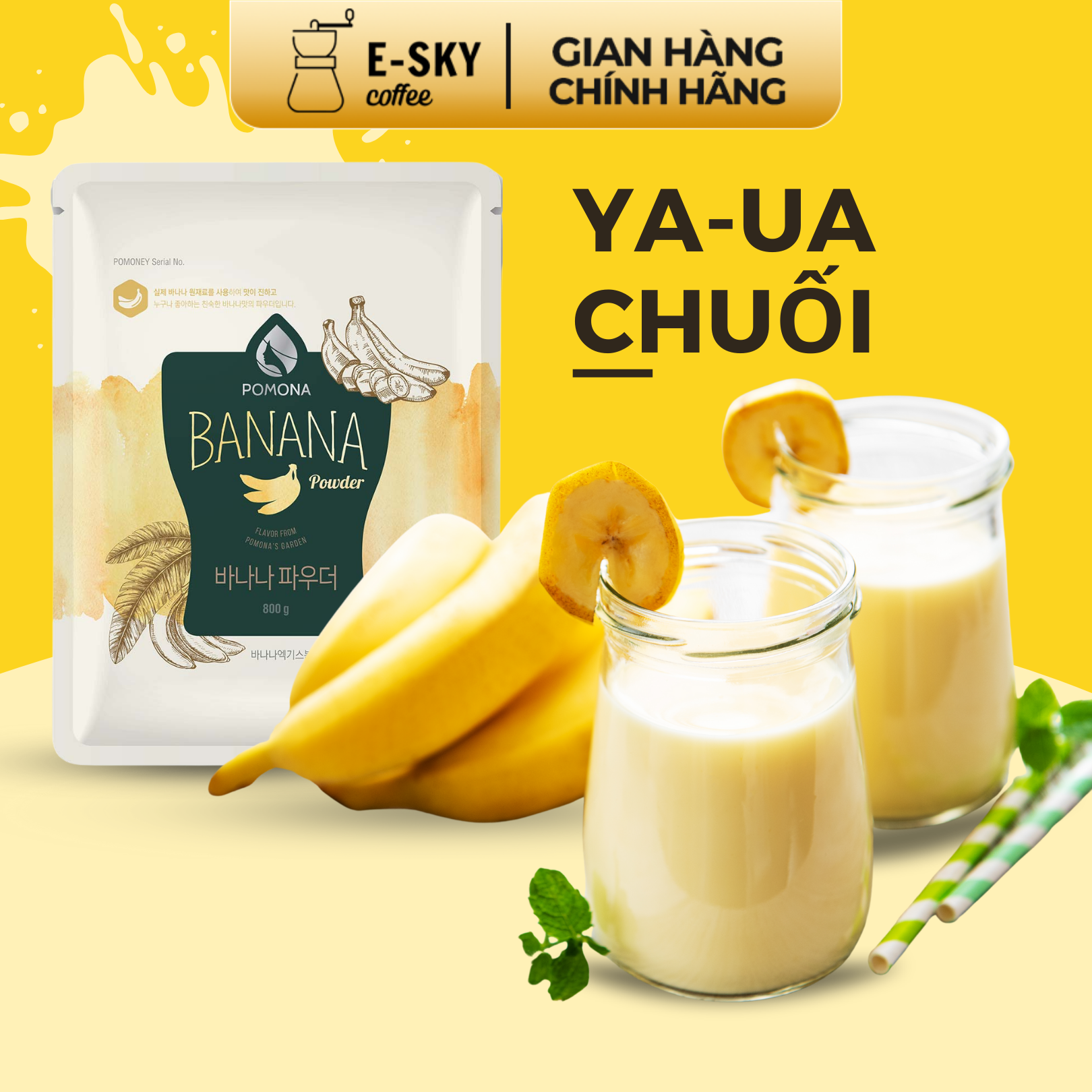 Bột Chuối Pomona Banana Powder Nguyên Liệu Pha Chế Cà Phê Sữa Chuối Đá xay Milk Foam Hàn Quốc 800g