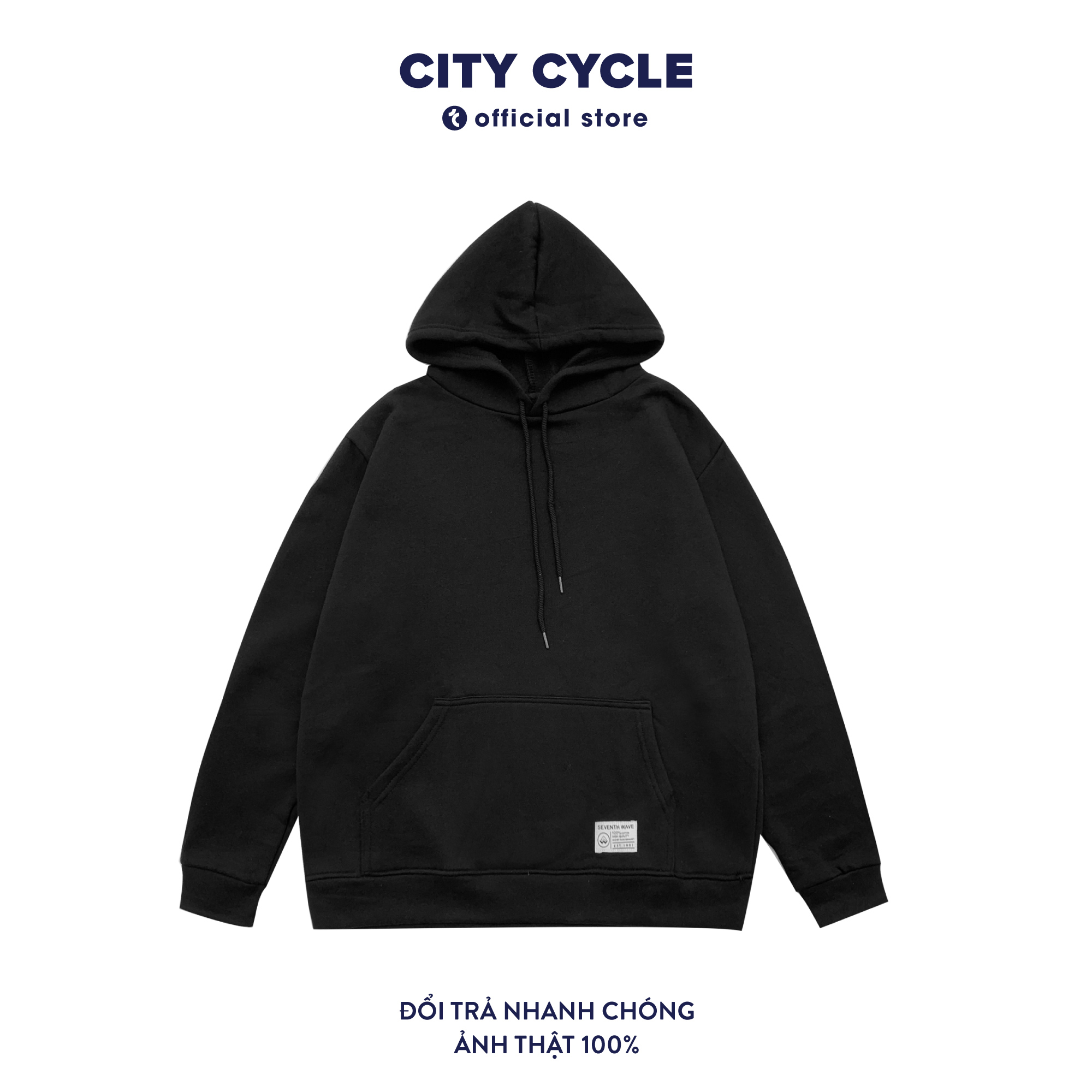 Áo Hoodie nỉ trơn City Cycle áo nỉ phối mũ Unisex Hàn Quốc