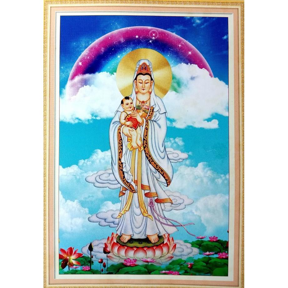 Tranh thêu Quan Âm tống tử 333019 - kích thước: 45 * 64cm. (TRANH CHƯA LÀM)