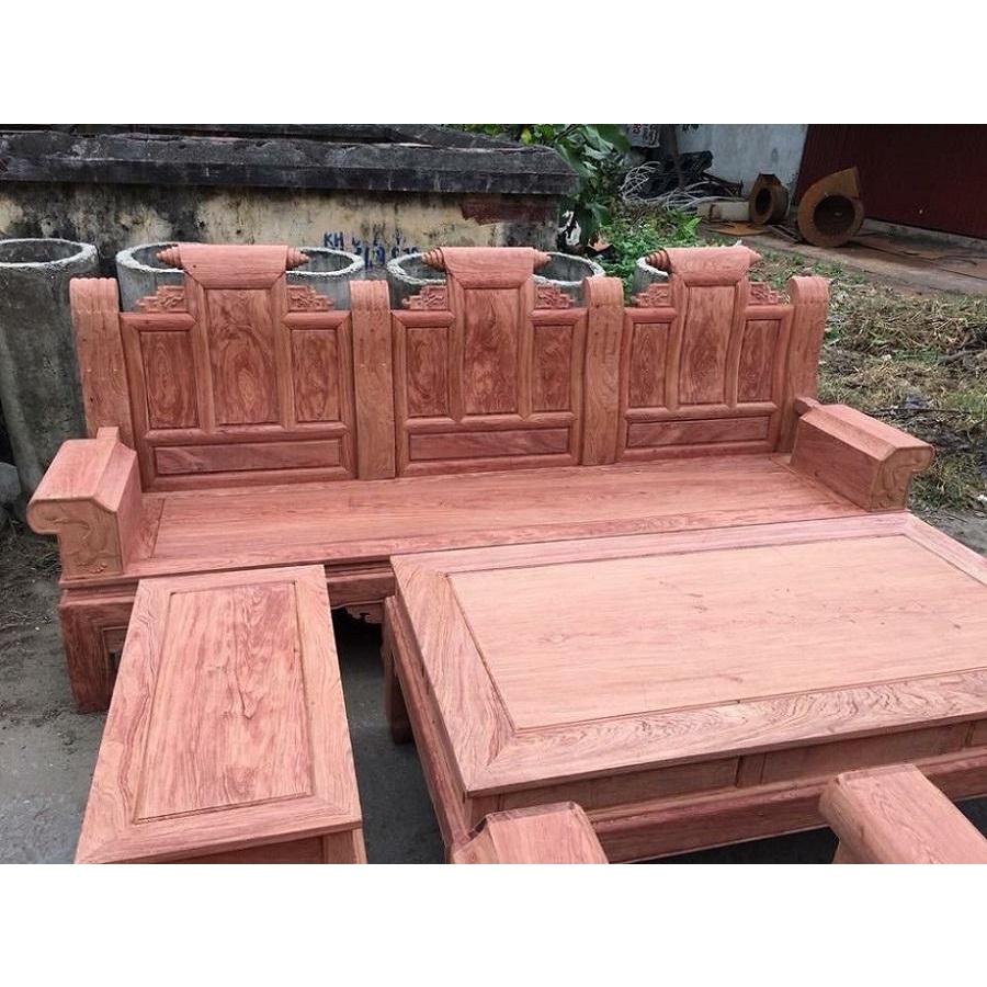 Bộ bàn ghế phòng khách âu á tay hộp gỗ hương đá tay 10
