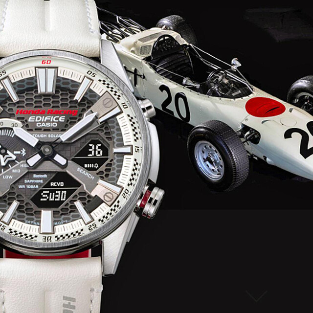 Đồng hồ nam dây da Casio Edifice ECB-S100HR-1ADR Phiên bản giới hạn HONDA RACING Championship - Tặng kèm dây vải dù | ECB-S100HR-1A