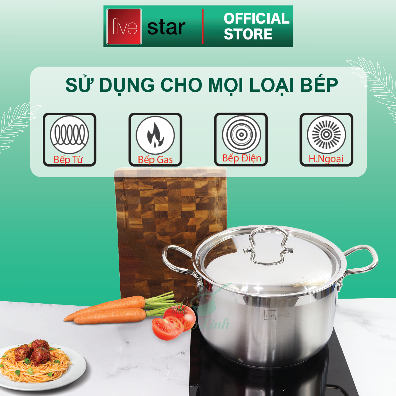 Nồi Luộc Gà Fivestar Tặng 2 Muỗng Canh - Bạc