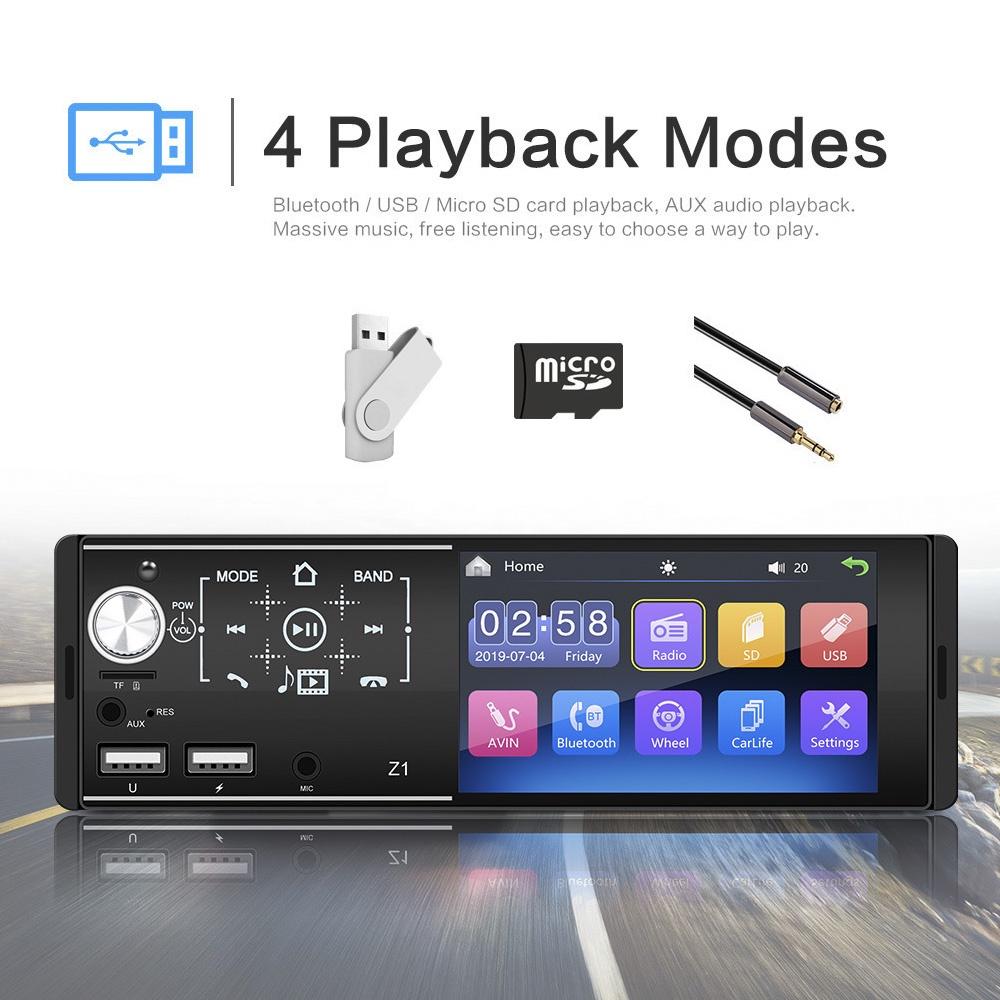 4.1 Inch Touch Screen Car MP5 Player 1Din Auto FM Stereo Audio Radio Bluetooth Steering Wheel Control