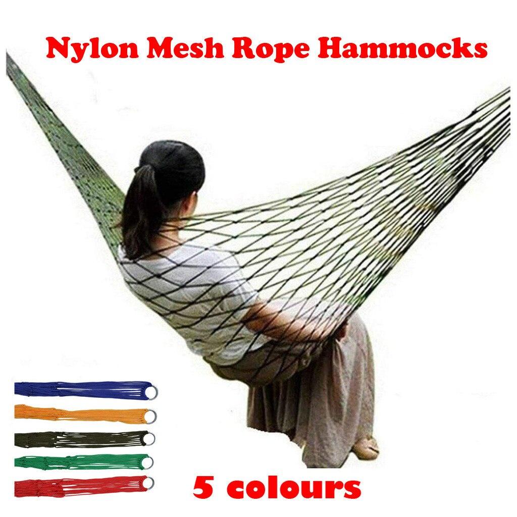 5 Color Portable Parachute Hammock Outdoor Camping Portable Hammocks Comfortable Hanging Nylon Mesh Rope Hammocks