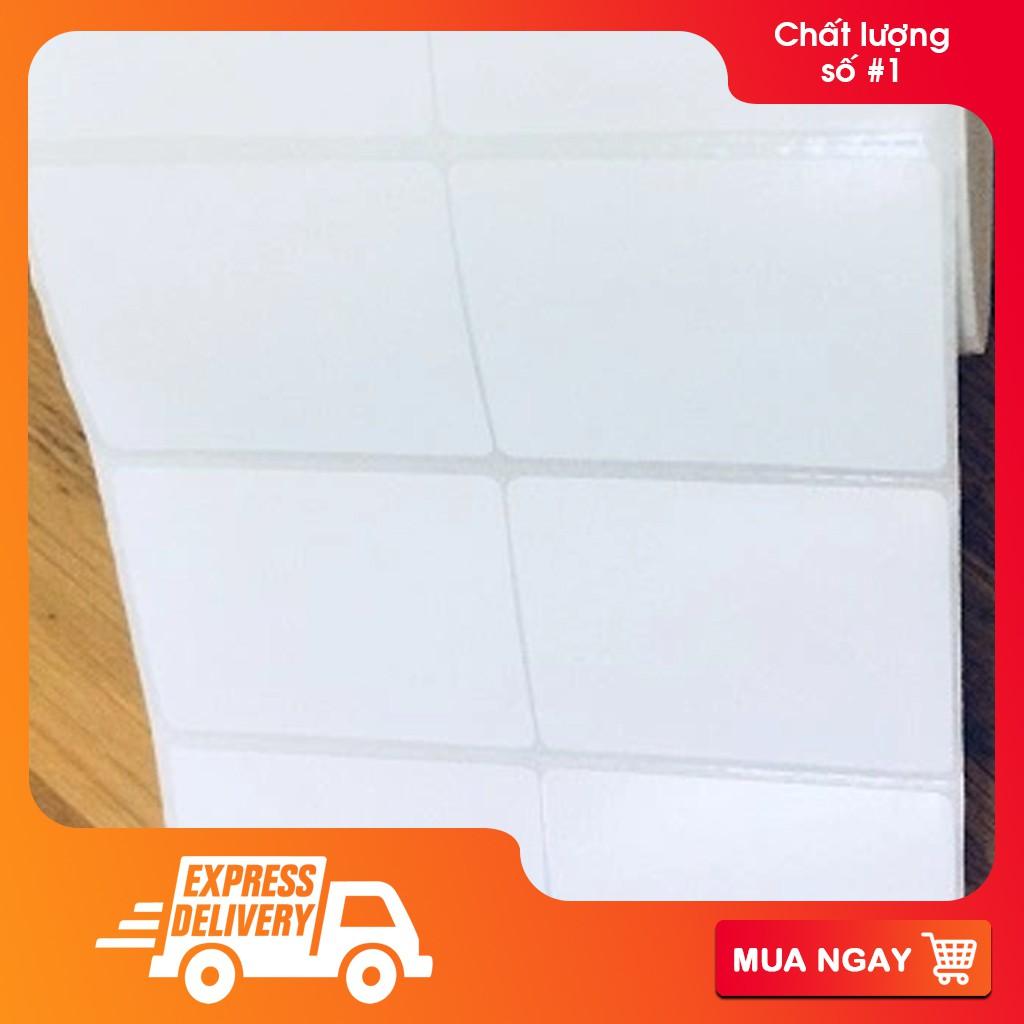 Giấy in tem decal nhiệt 1 hàng 2 tem khổ 50x40mm - Decal thường 5x4cm cuộn 50m 2.230 tem