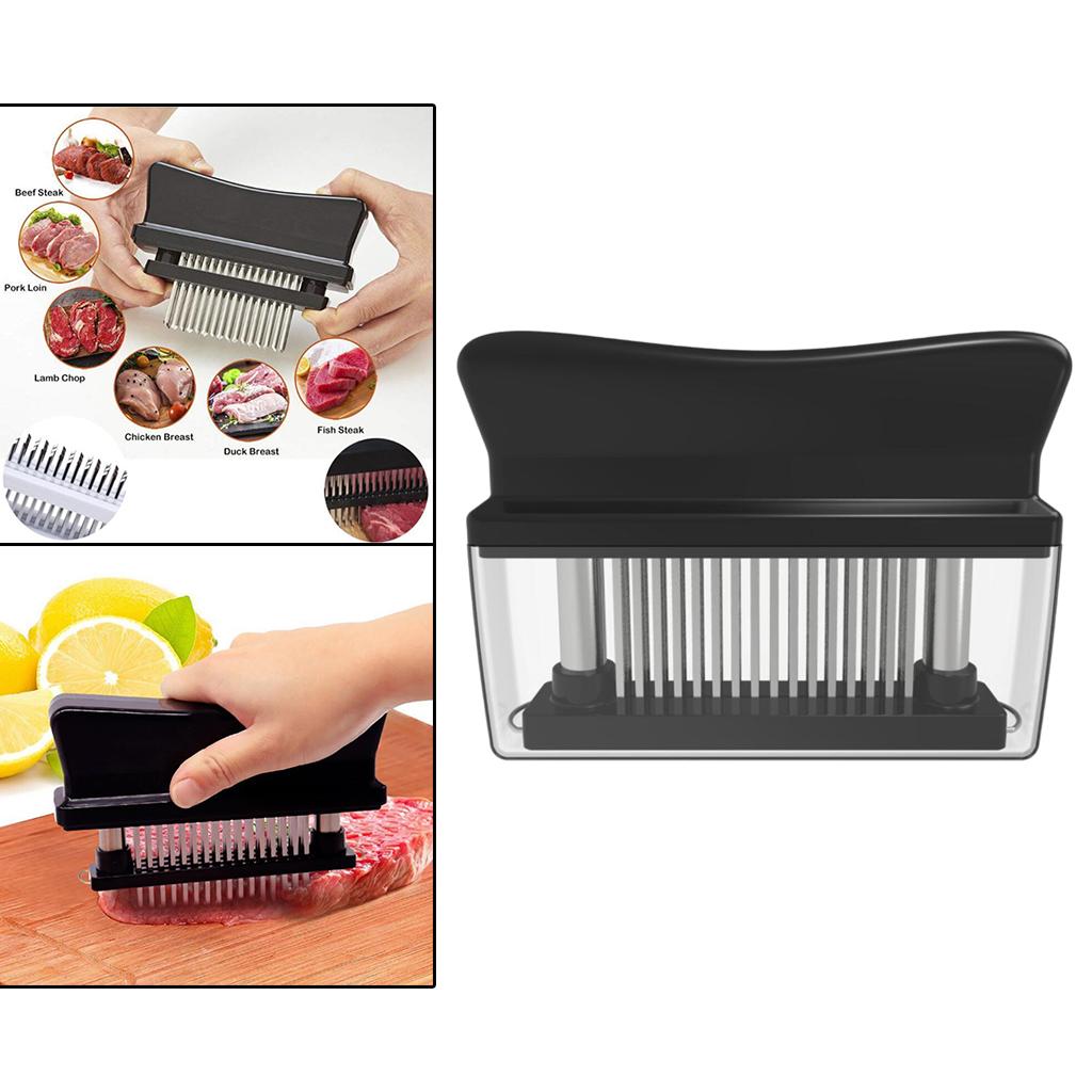 48 Needle Meat Tenderizer Stainless Steel Beef Steak Mallet Cooking Black
