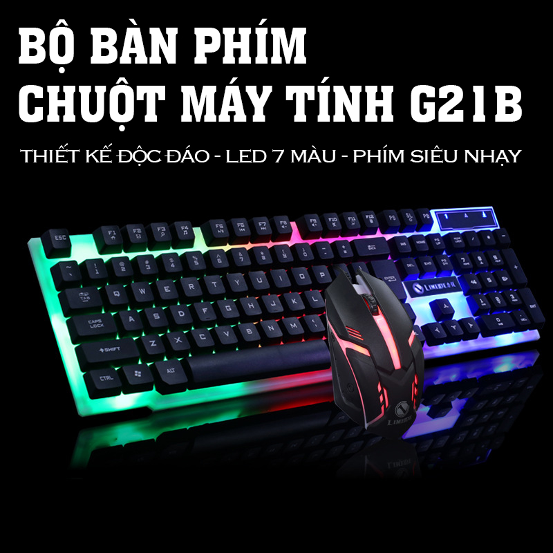 Bộ bàn phím chuột máy tính GTX300 vuông đèn led lung linh, bàn phím vãn phòng, chơi game- K1316