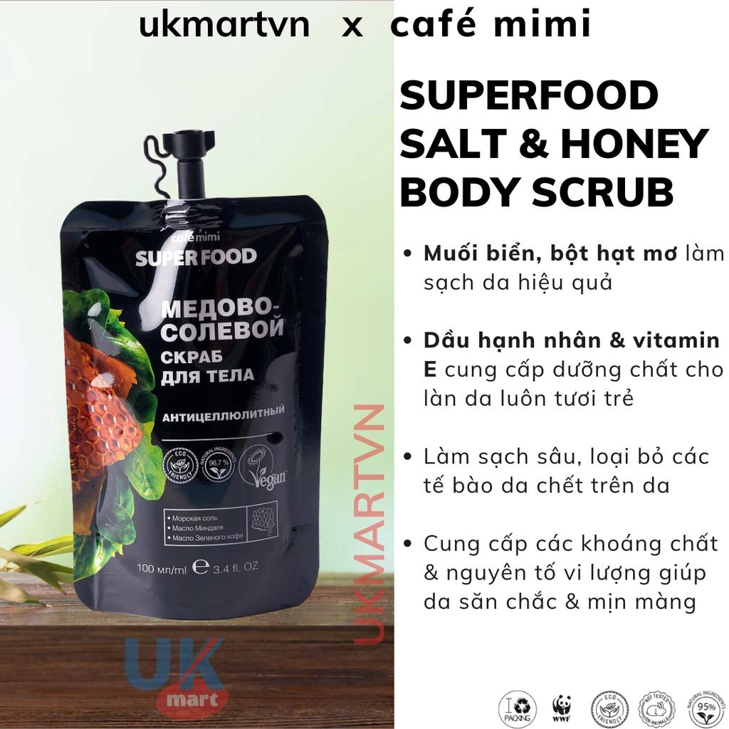 Muối Tẩy Tế Bào Chết Toàn Thân CAFÉ MIMI Chống Mỡ Cứng Cơ Thể 100ml Giúp Da Sáng Mịn, Đều Màu