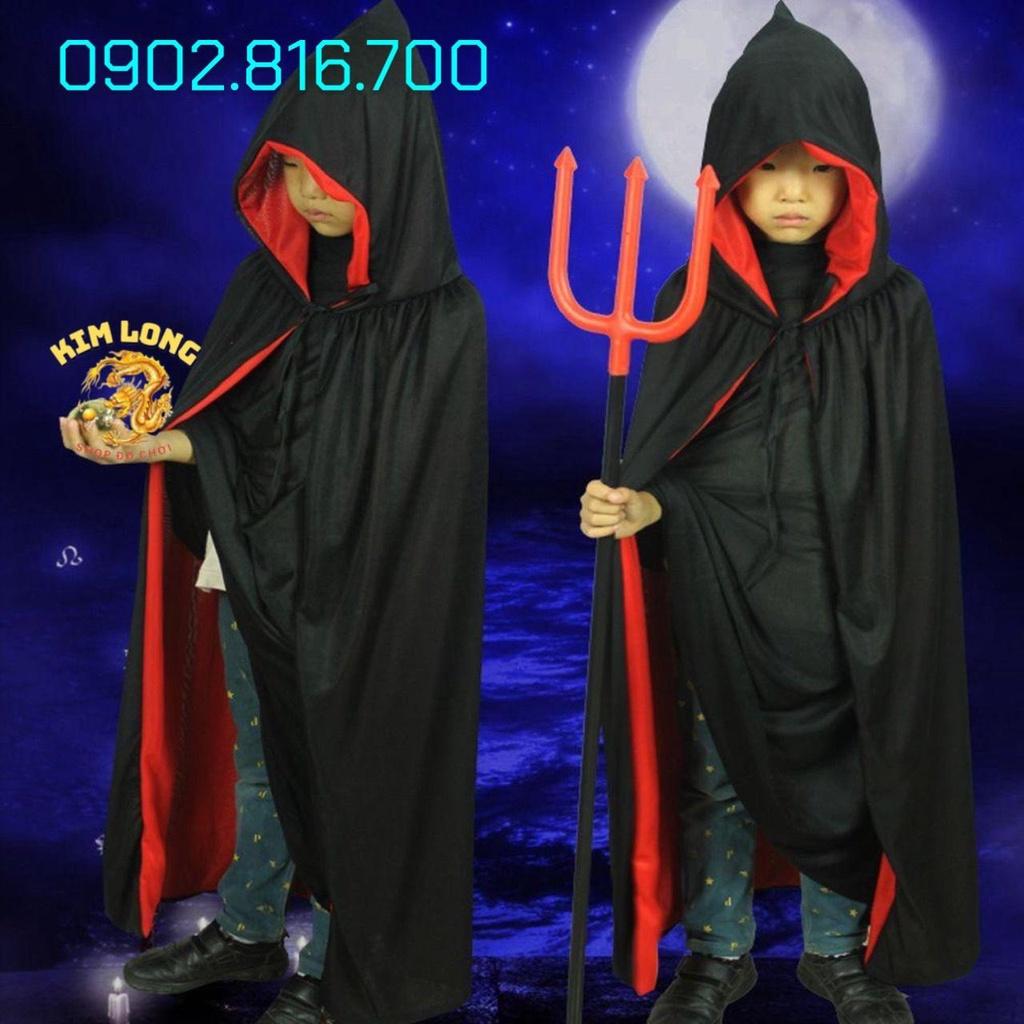 Áo Choàng có nón ma cà rồng 2 lớp đổi 2 màu đỏ đen trang phục hoá trang lễ hội halloween cho trẻ em và người lớn