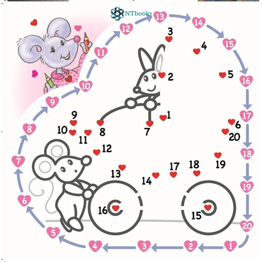 Combo 4 cuốn Sách Nối Số Tô Màu - Bé học đếm từ 1 đến 10 Heart to hear