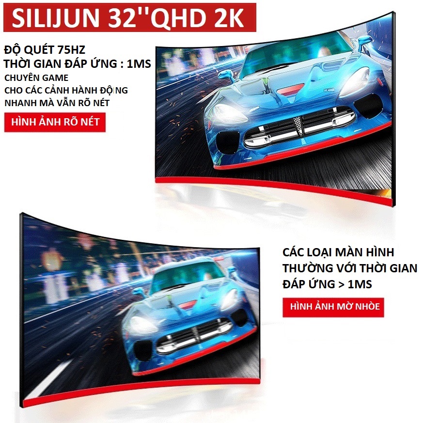 Màn Hình Máy Tính 32 inch QHD 2K (2560 x 1440) 75hz Tràn Viền Siêu Mỏng SILIJUN - hàng nhập khẩu