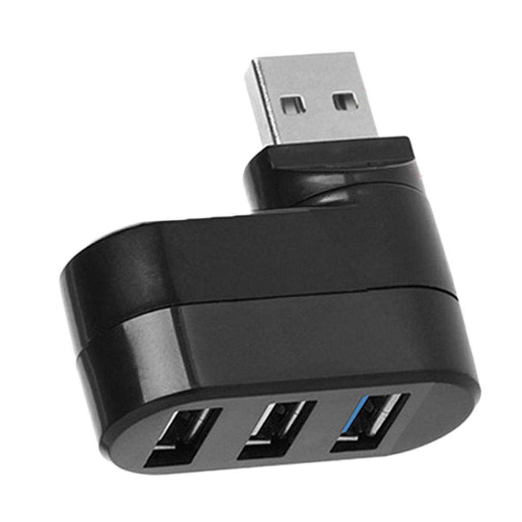 2x 180 ° Rotatable USB3.0 Hub, 1 USB3.0 +2 USB 2.0 Port, Mini Dock - Black