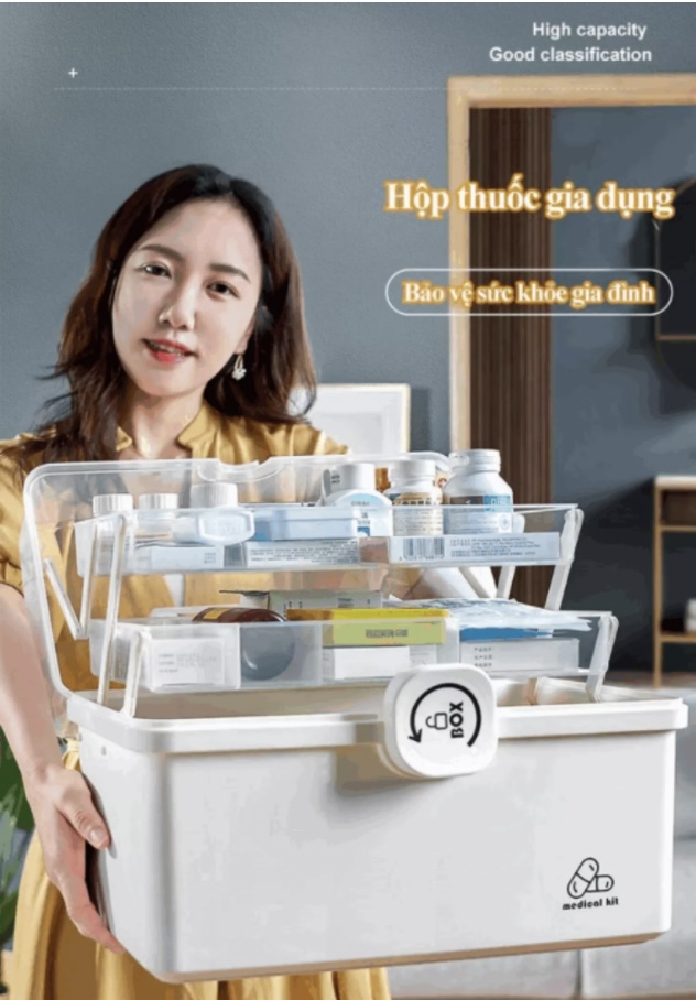 Hộp đựng thuốc dụng cụ sơ cứu gia đình Medical Kit PPJapan size Lớn