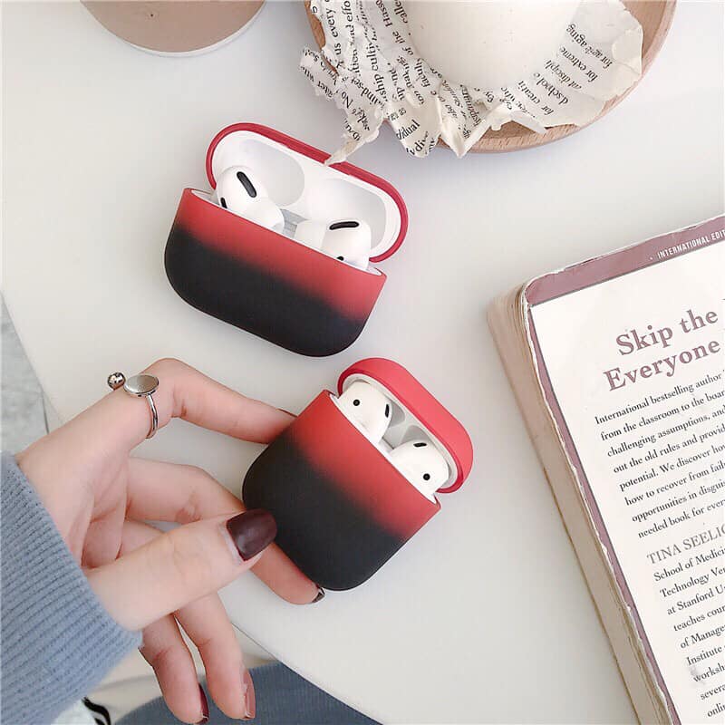 BAO CASE AIRPODS VỎ ỐP CHO TAI NGHE AIRPODS 1, AIRPODS 2, AIRPODS PRO MÀU ĐEN MIX ĐỎ