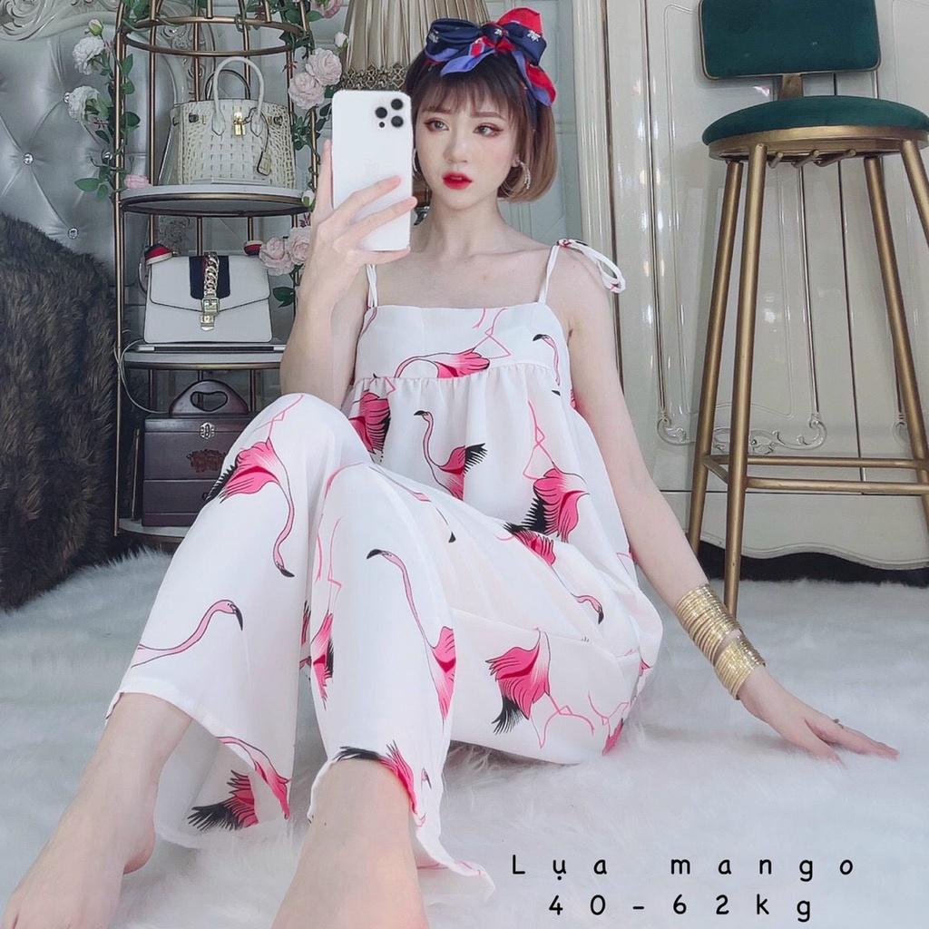 Đồ ngủ 2 dây quần dài pyjama nữ dễ thương vải lụa mango loại 1 giá rẻ freesize dưới 62kg My Store S55