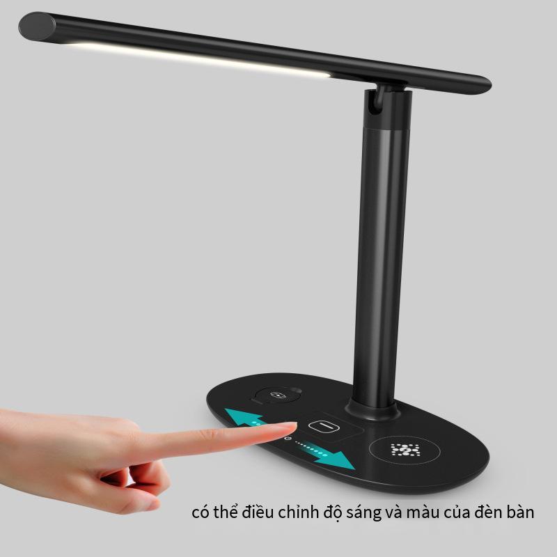 Phong cách mới nhất đèn bàn 3 trong 1 15w sạc không dây điện thoại di động tai nghe đồng hồ sạc không dây sáng tạo đèn ngủ led cạnh giường ngủ