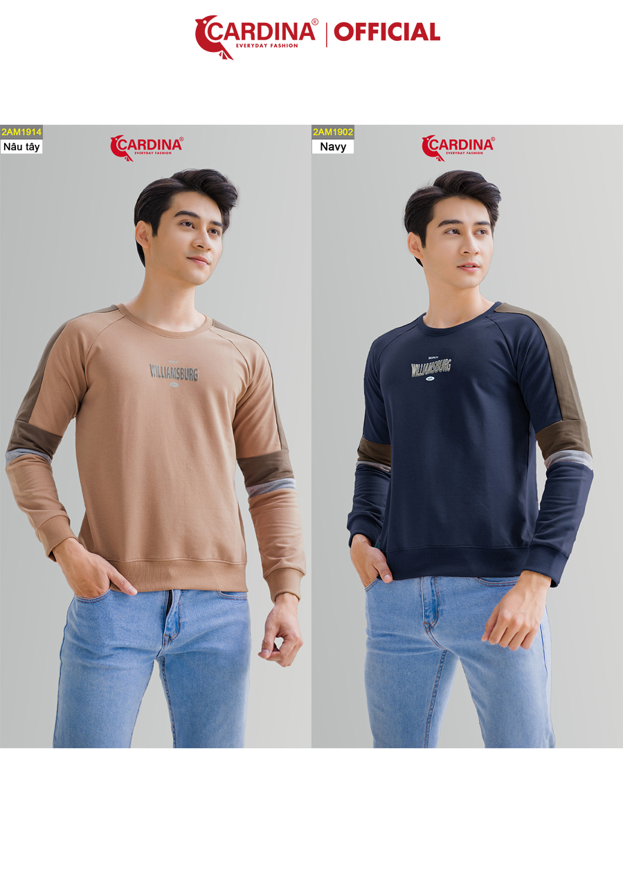 Áo Nỉ Nam CARDINA Chất Cotton Da Cá Cao Cấp Phối Màu Dáng Thể Thao Trẻ Trung 2AM19