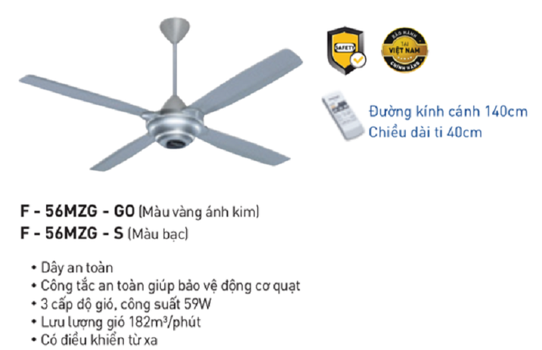 Quạt Trần Panasonic F - 56Mzg - S Bạc - Hàng Chính Hãng