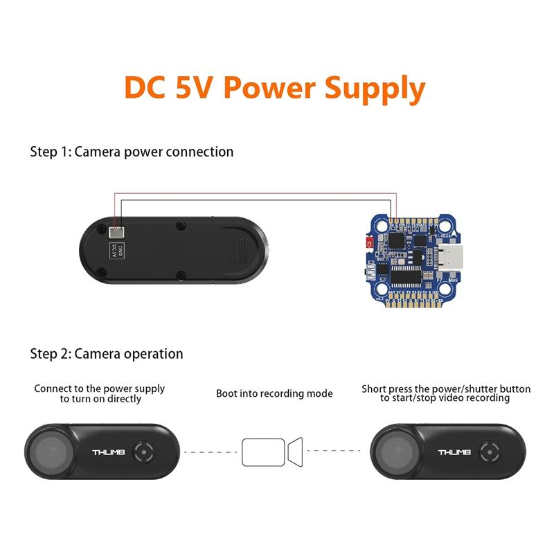 Thumb FPV Action Camera 1080P 60FPS 150° FOV Thumb Camera Thumb Camera With Gyroflow Stabilization Small HD Cam For FPV Drone