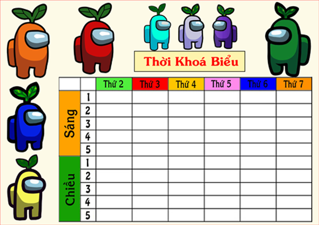 Set 3 thời khóa biểu Among Us