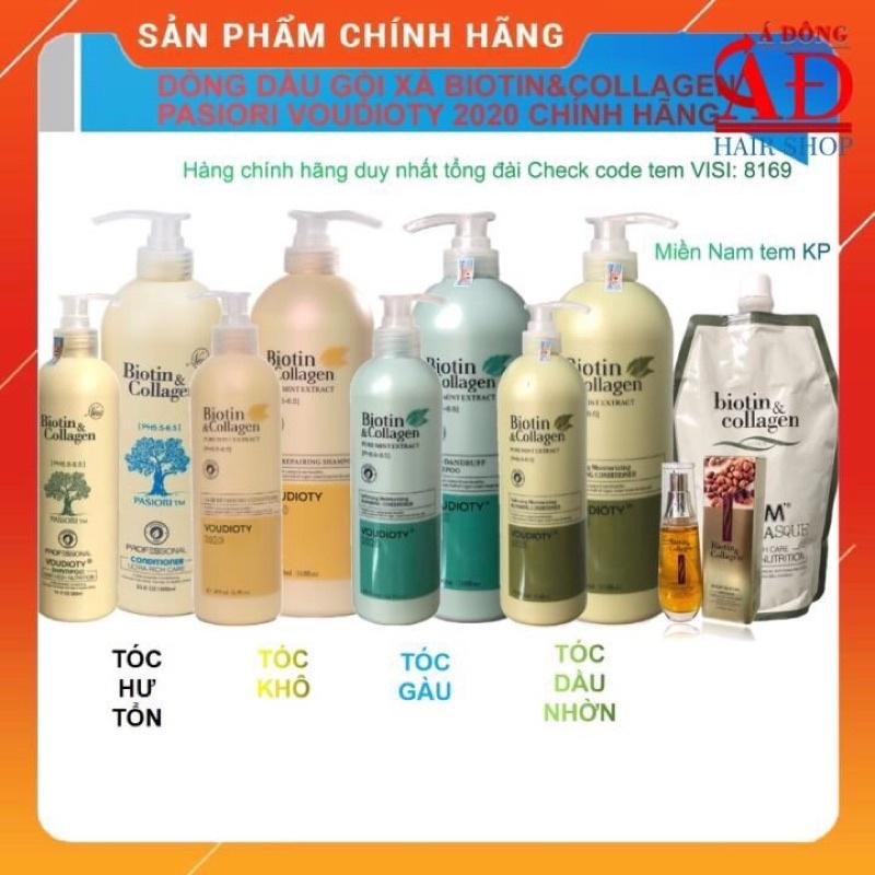 [500ml*2] Cặp dầu gội xả Biotin &amp; Collagen Trắng Pasiori phục hồi ngăn rụng kích thích mọc tóc