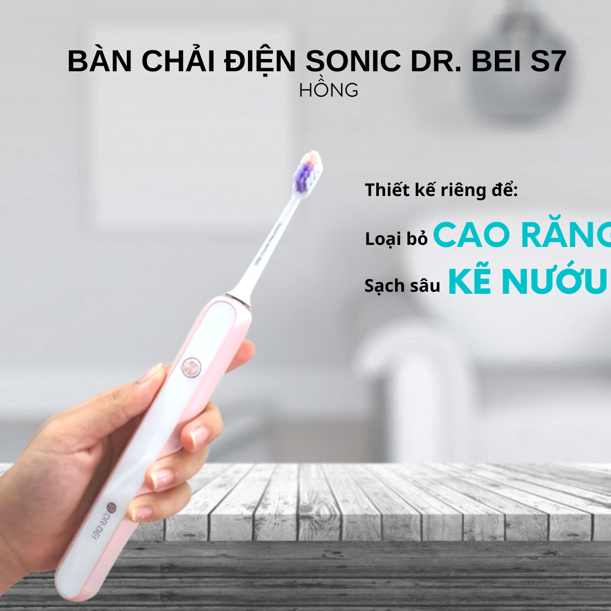 Bàn Chải Điện DR. BEI Sonic S7 làm sạch làm trắng răng rung sonic 5 chế độ chính hãng