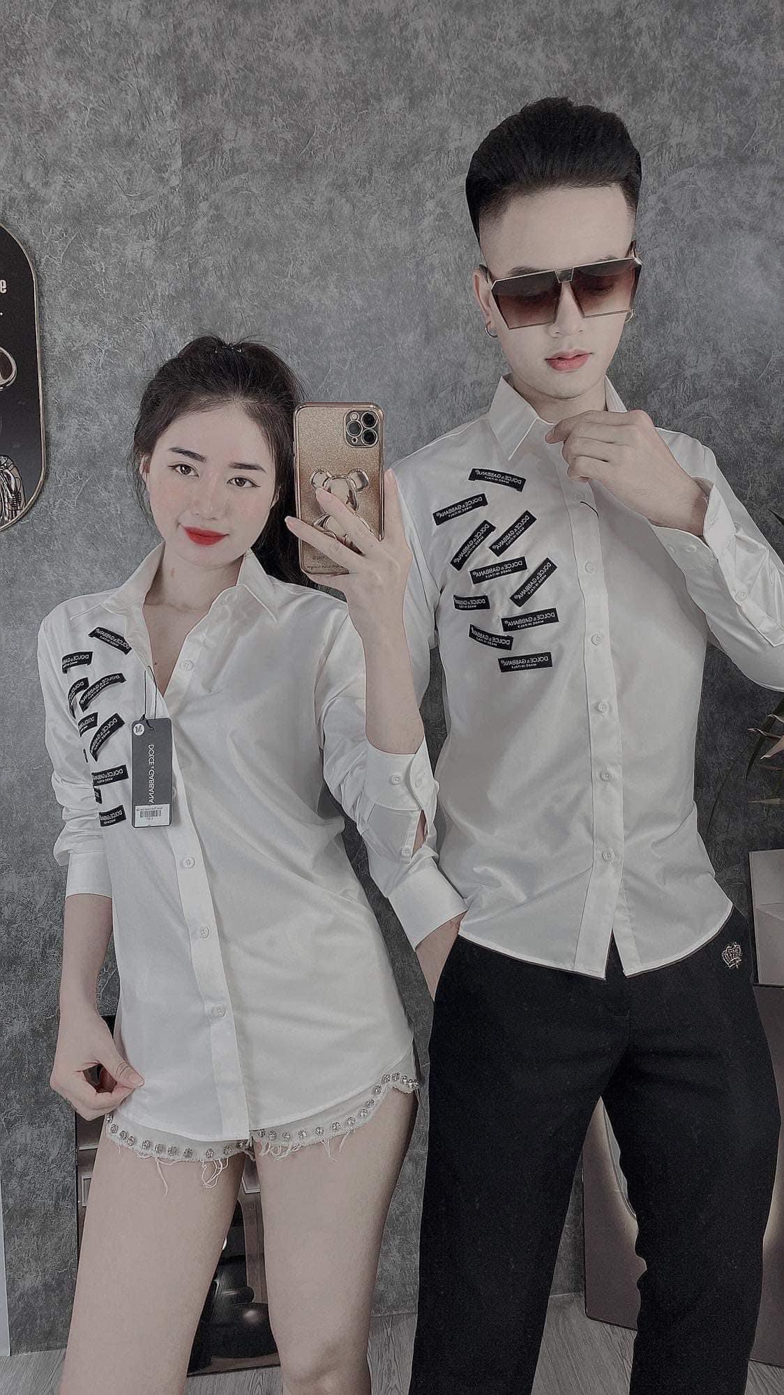 Áo sơ mi nam nữ tay dài , áo đôi nam nữ