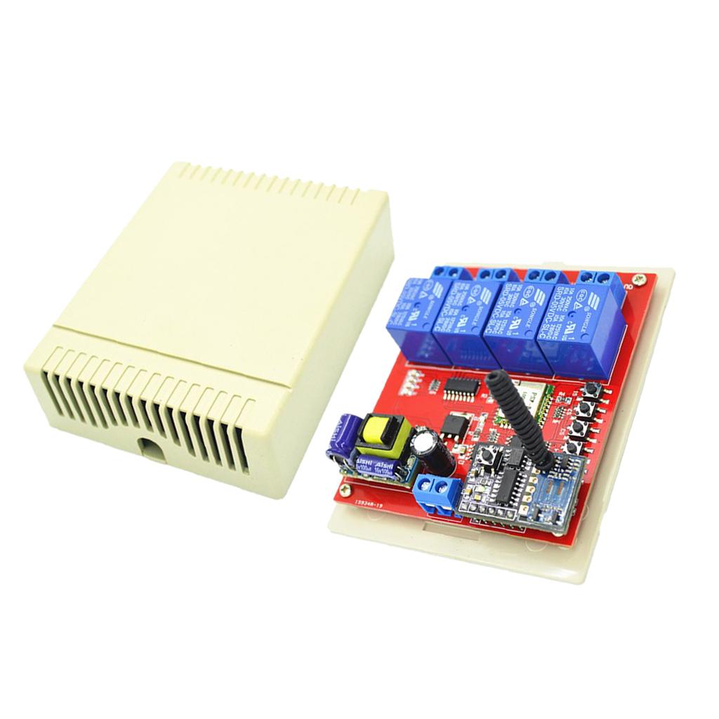 4CH Wireless Remote Control 220V Wifi Phone Switch Relay RF Receiver 4-Key