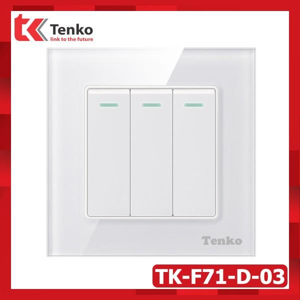 Công tắc Vuông 3 Hạt Mặt Kính Cường Lực Cao Cấp Tenko TK-F71-D-03 Full Color