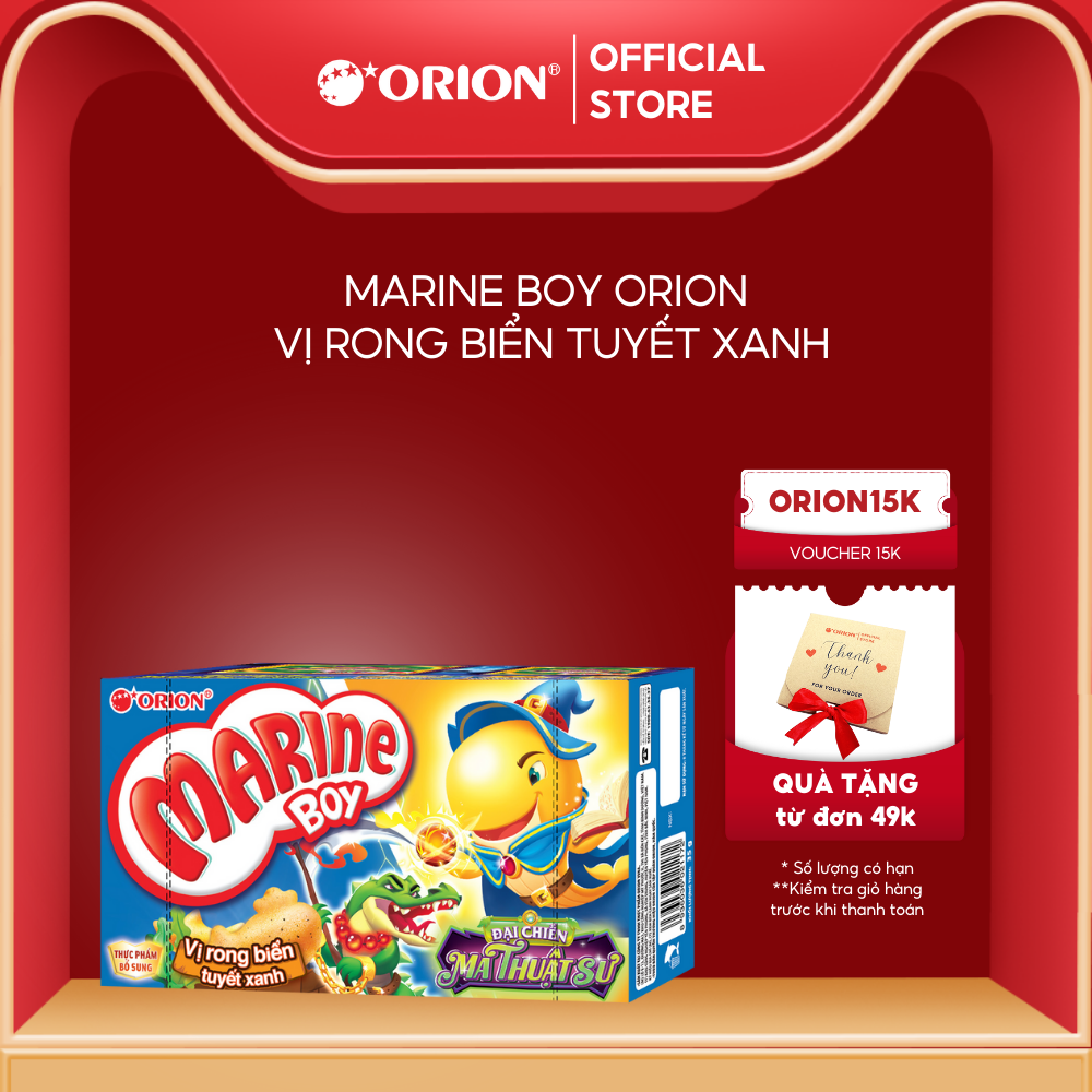 Bánh Cá Marine Boy Orion vị Rong Biển Tuyết Xanh 35g/hộp